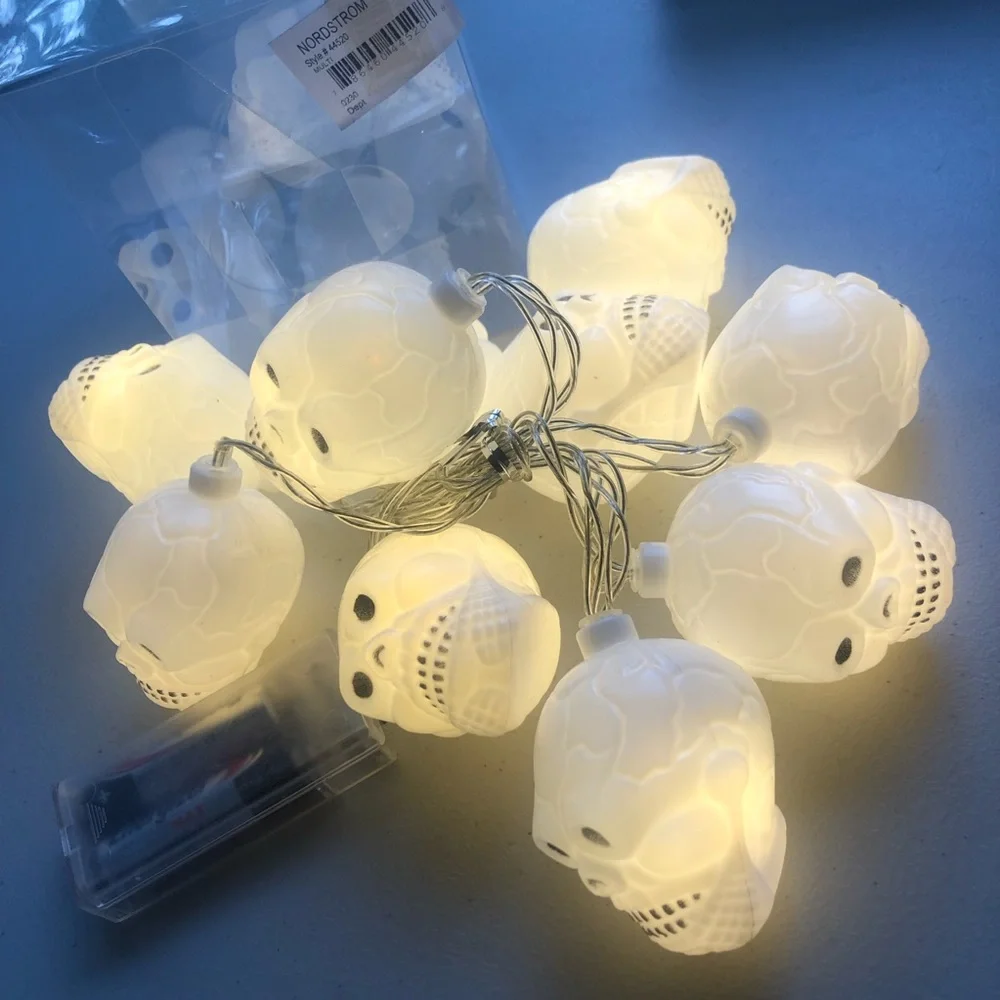 🌼 NEW Scary Ambience White Skull String Lights
